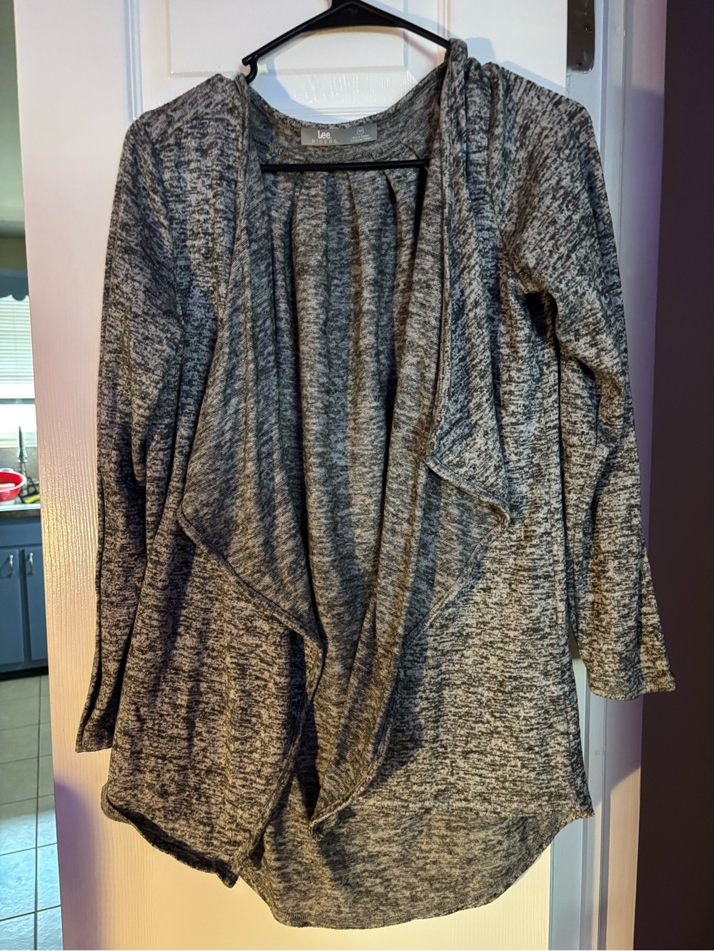 Lee Riders Gray Marled Waterfall Cardigan Sweater Size M